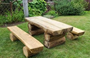 Garnitur Rustikal Fred 200cm ohne Rckenlehne, Gartenmbel Set Tisch und 2 Bnke