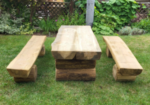 Garnitur Rustikal Fred 150cm ohne Rckenlehne, Gartenmbel Set Tisch und 2 Bnke