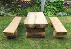 Garnitur Rustikal Fred 200cm ohne Rckenlehne, Gartenmbel Set Tisch und 2 Bnke