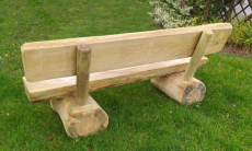 Bank aus Holz mit Rückenlehne aus Set Fred 200cm, Rustikale Holzbank